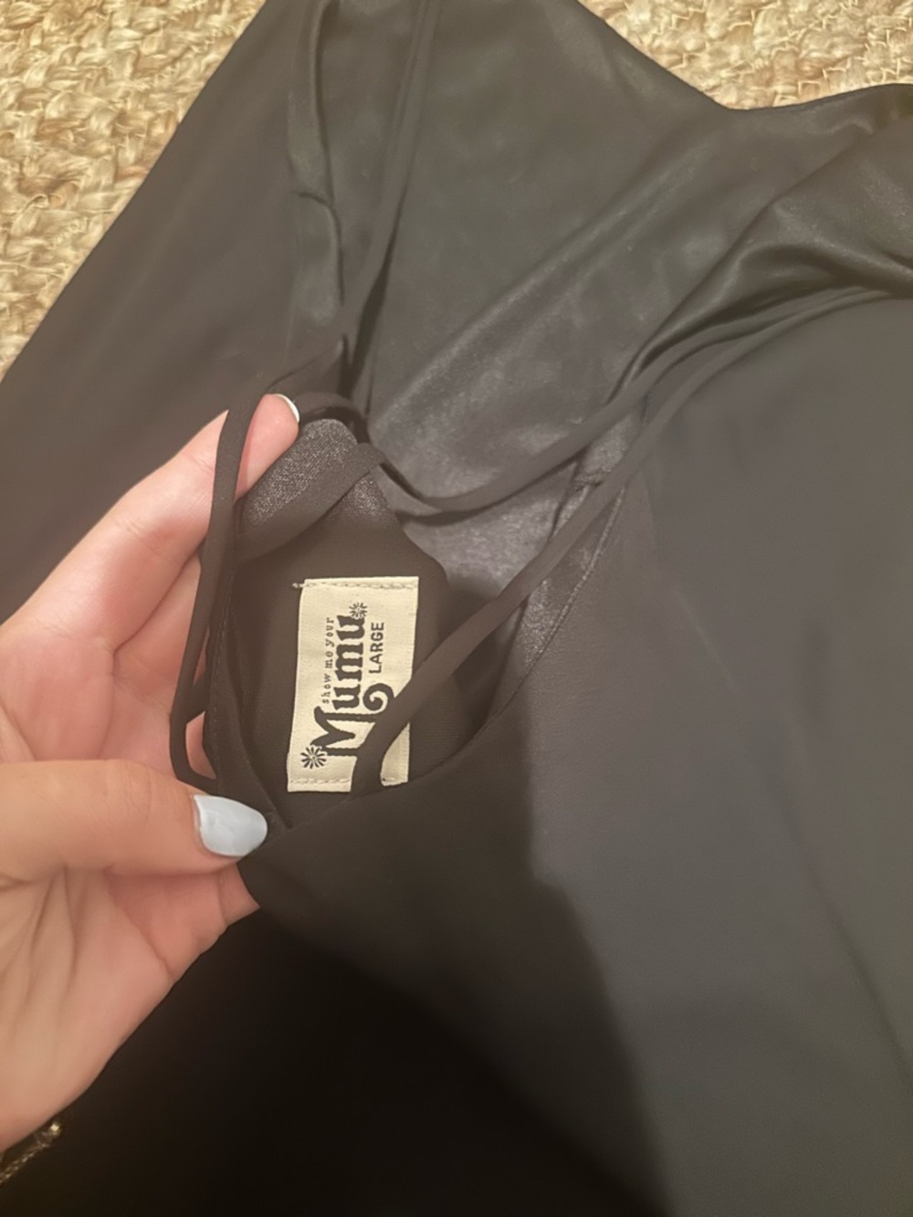 BLACK MINI SLIP DRESS - Picture 3 of 3